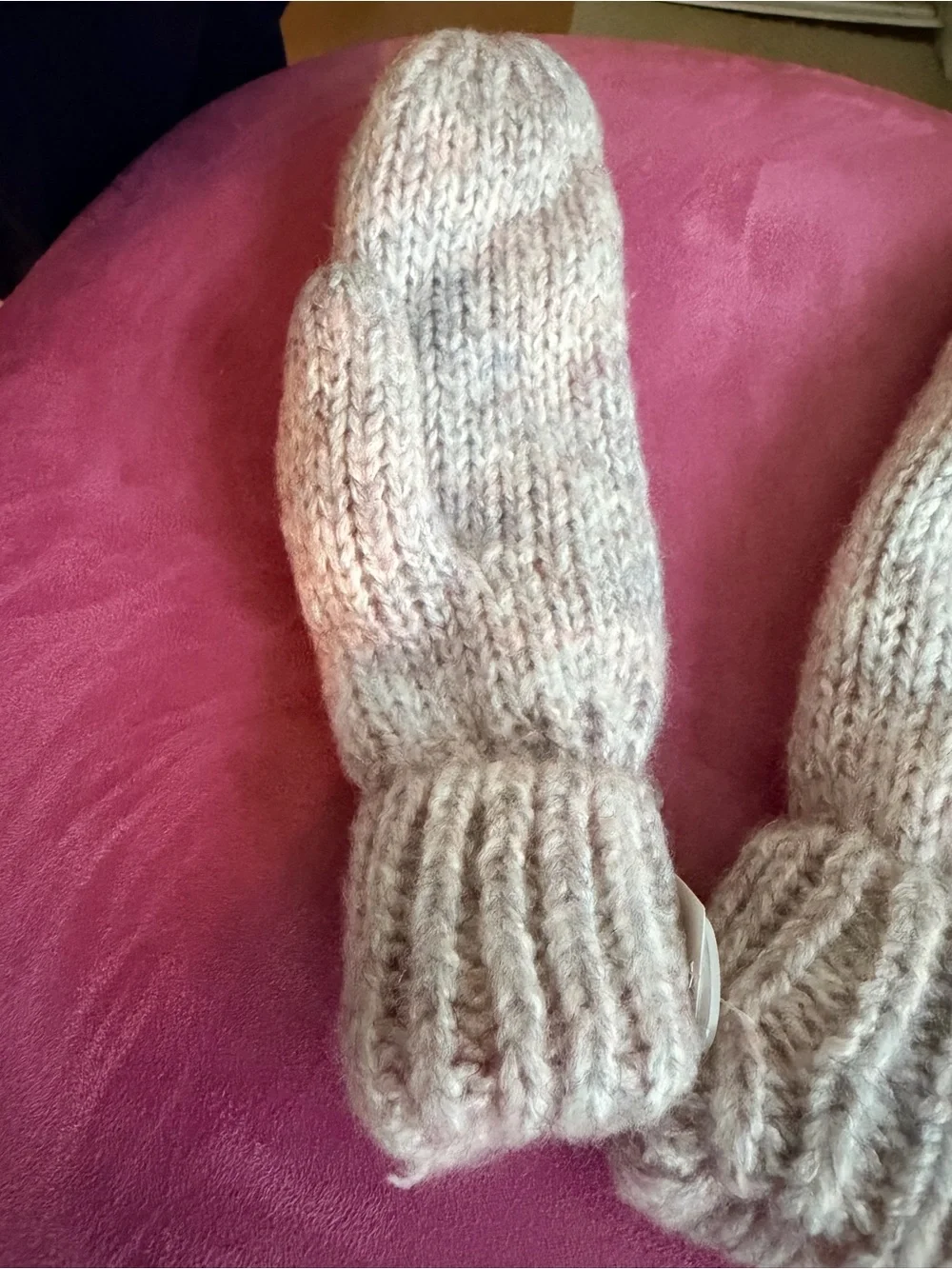 Womens Pink Knit Mittens - Gap